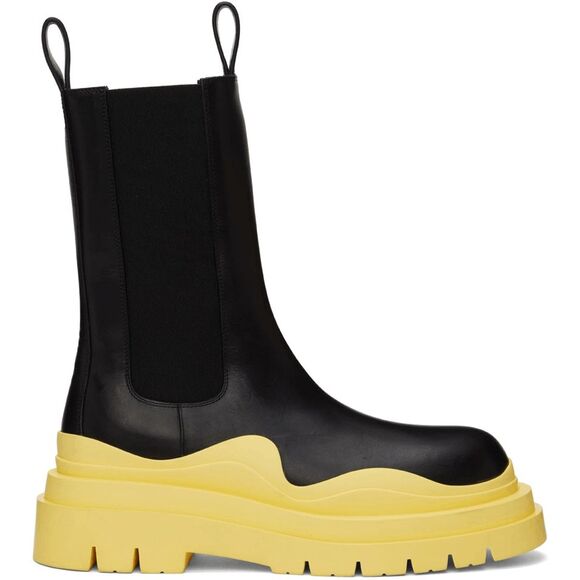 Bottega Veneta Black & Yellow Tire Chelsea Boots EU39/US9 $1450 main image 12